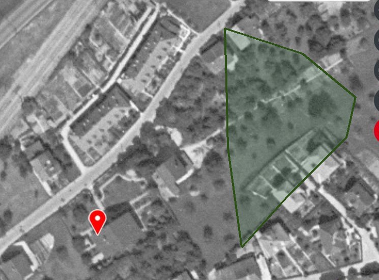 Luftbild 1944: Chalet an der Mettstrasse 6 weiterhin vorhanden