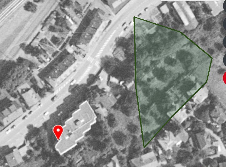 Luftbild 1995: der Ersatzbau an der Mettstrasse 6